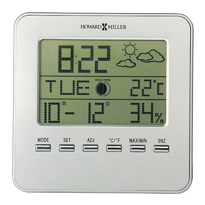 slide 1 of 1, Howard Miller Weather View Tabletop Alarm Clock - Silver, 1 ct