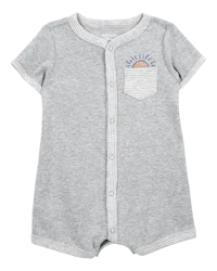 Carters Baby Short-Sleeve Romper - Gray Gray 3M