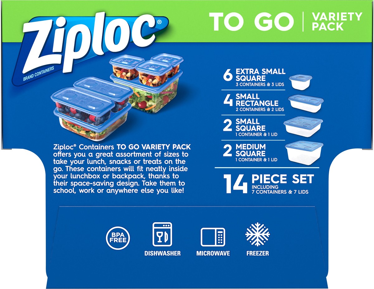 slide 4 of 7, Ziploc To Go Variety Pack Containers Starter Set, 7 ct