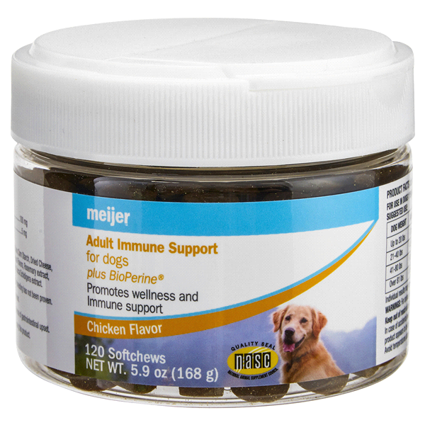 slide 1 of 1, Meijer Adult Dog Immune Support Softchews, Chicken, 120 ct