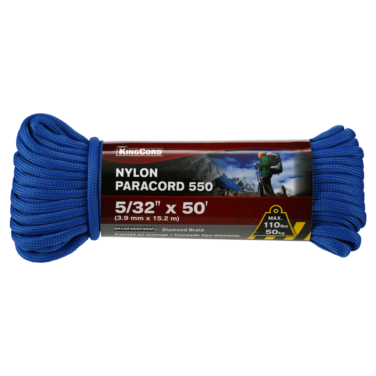 slide 1 of 1, KingCord 5/32 x 50' Nylon Paracord 550 Rope-Blue, 1 ct