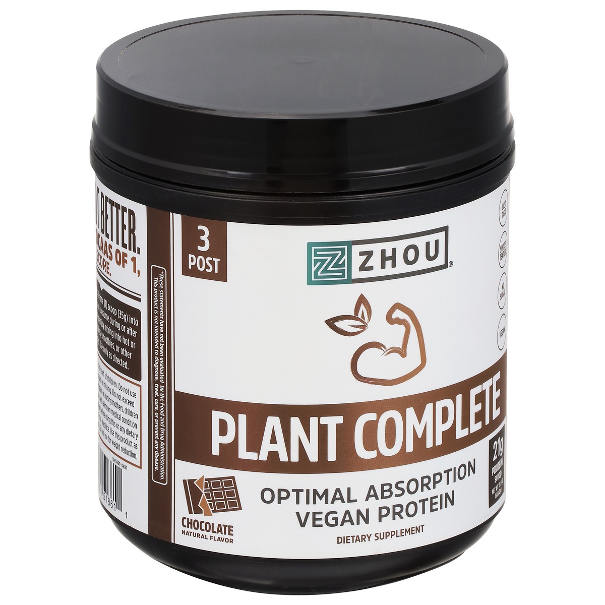 slide 2 of 9, Zhou Protein Powder Chocolate, 19.9 oz