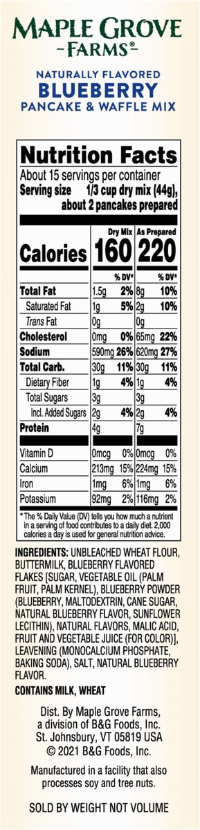 slide 6 of 14, Maple Grove Farms Blueberry Pancake & Waffle Mix 24 oz, 24 oz