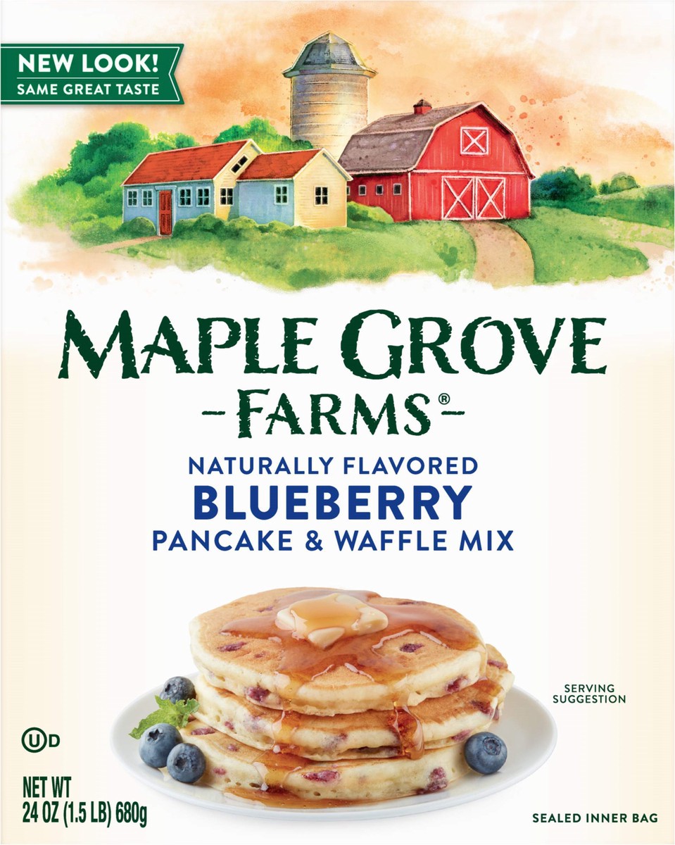 slide 1 of 14, Maple Grove Farms Blueberry Pancake & Waffle Mix 24 oz, 24 oz