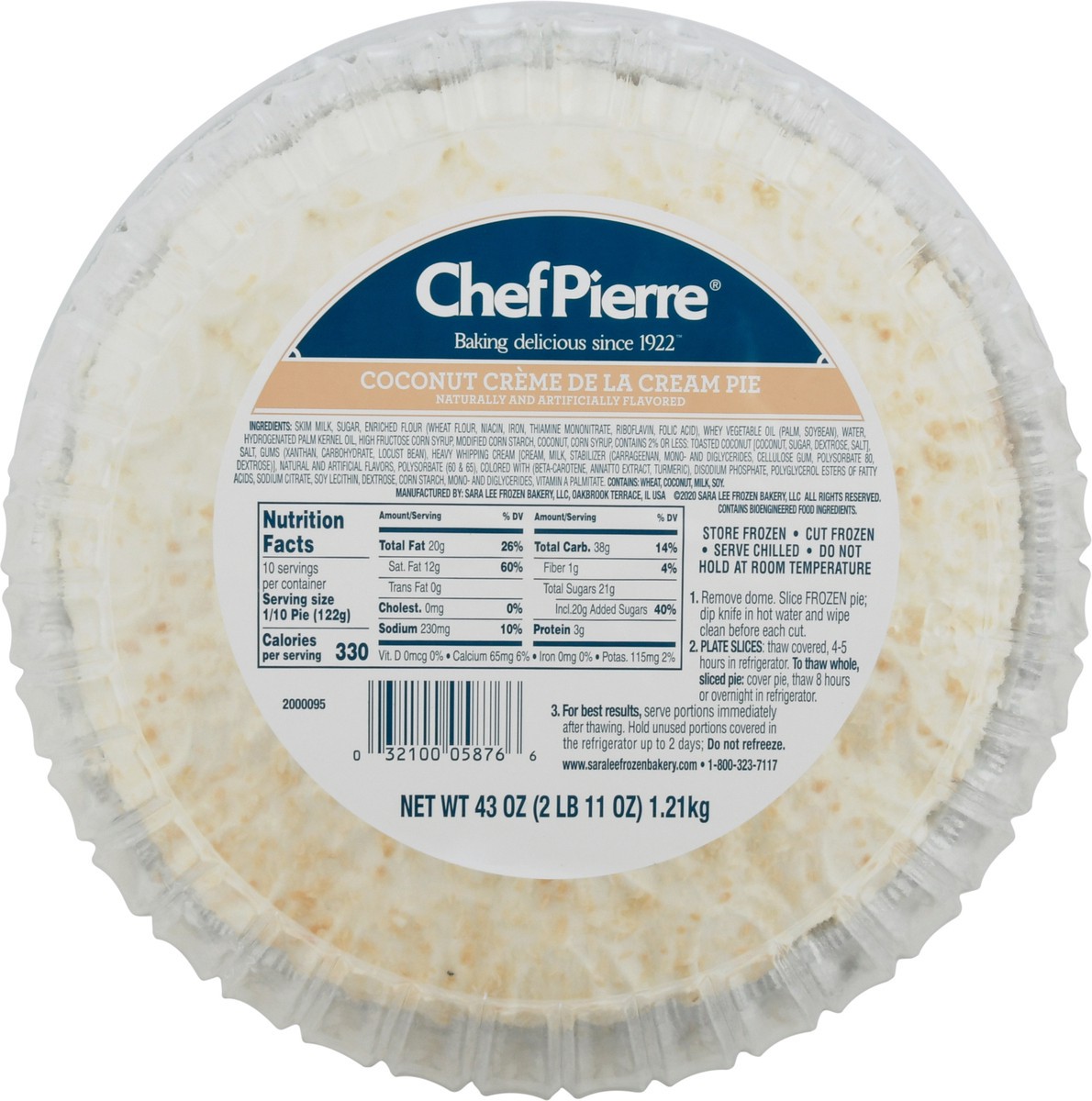 slide 5 of 15, Chef Pierre Coconut Creme De La Cream Pie 43 oz, 43 oz