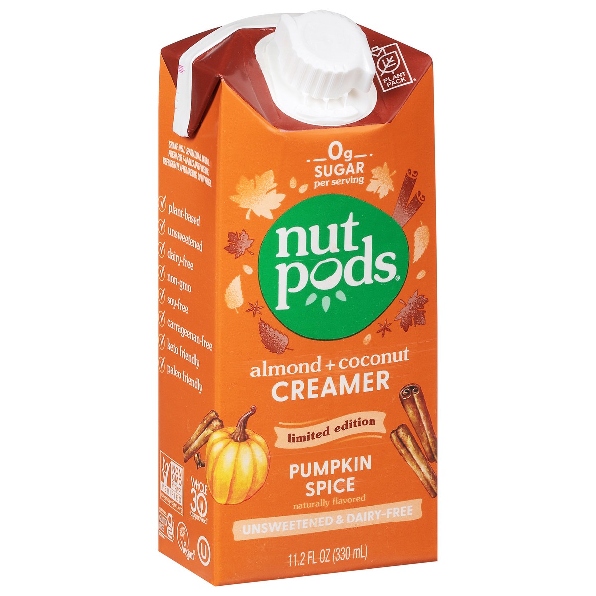 slide 2 of 9, nutpods Almond + Coconut Pumpkin Spice Creamer - 11.2 fl oz, 11.2 fl oz
