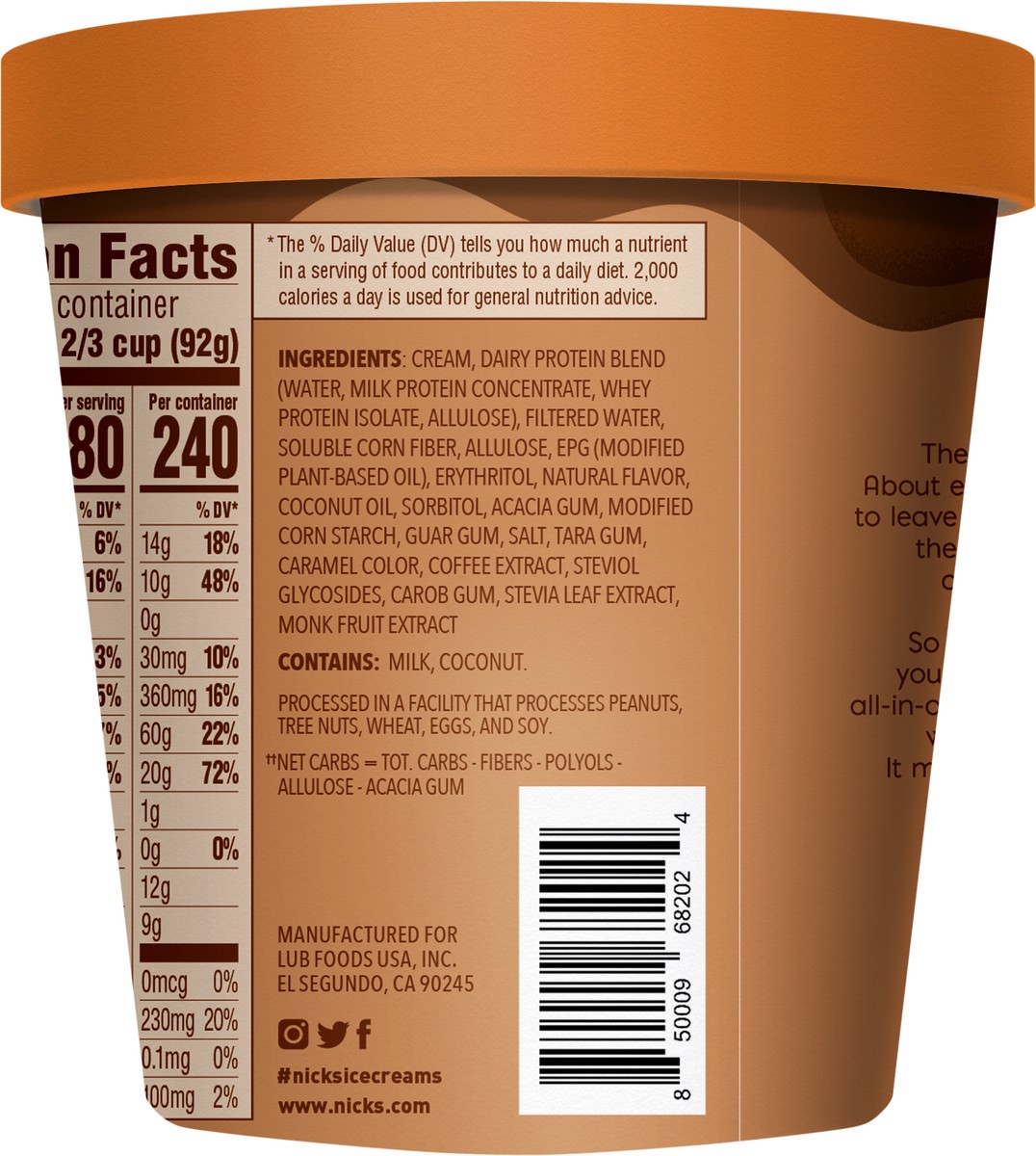 slide 3 of 7, Nick's Coffee Karamell Ice Cream 1 pt Cup\Tub, 1 pint