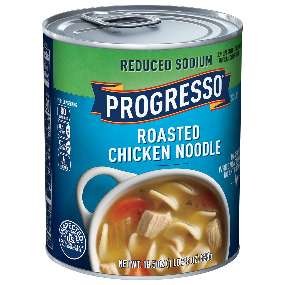 slide 3 of 8, Progresso Reduced Sodium, Roasted Chicken Noodle Soup, 19 oz., 18.5 oz