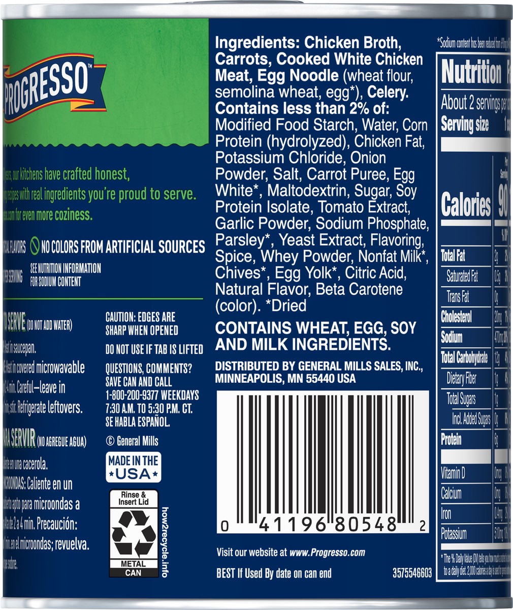 slide 4 of 8, Progresso Reduced Sodium, Roasted Chicken Noodle Soup, 19 oz., 18.5 oz