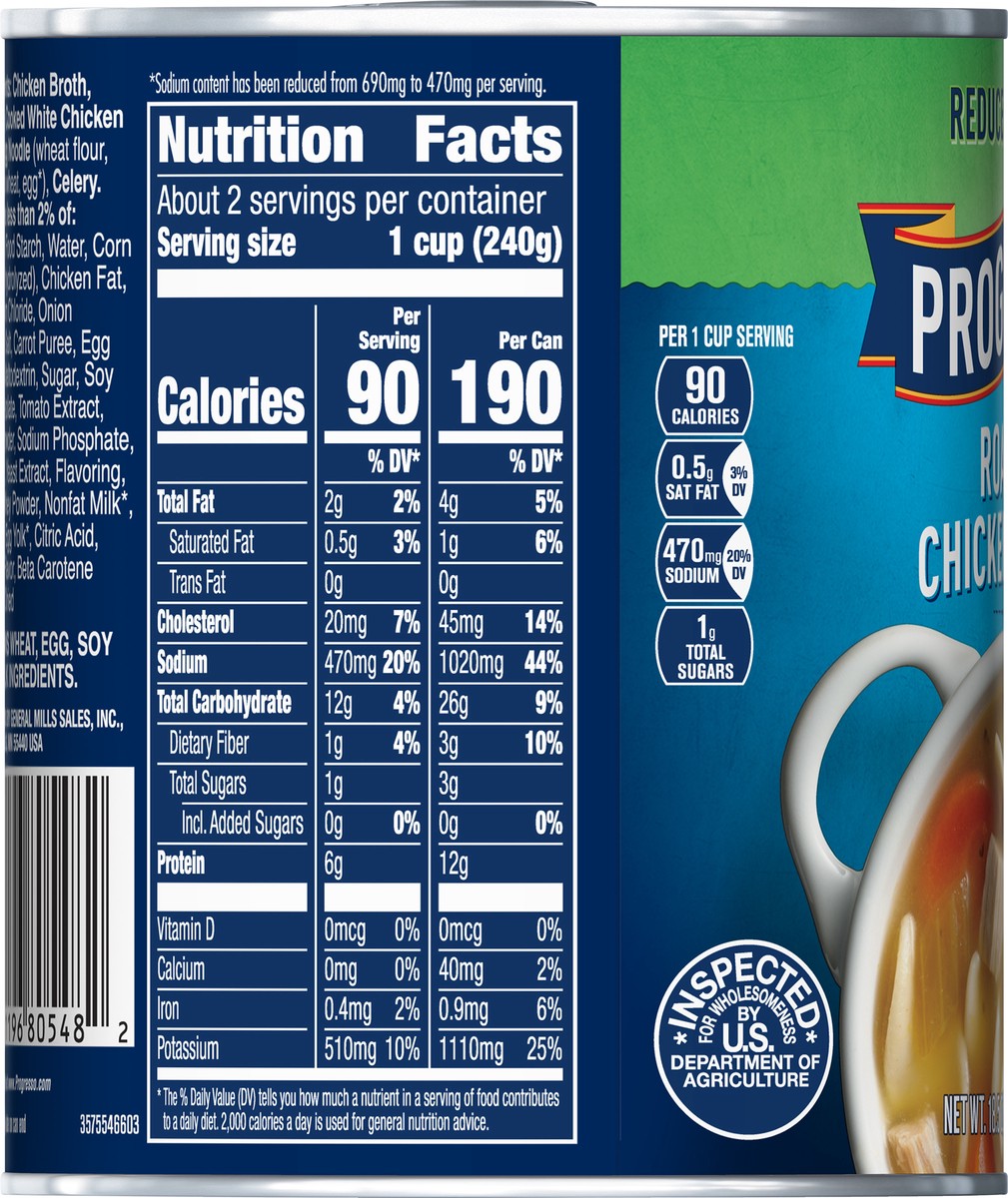 slide 5 of 8, Progresso Reduced Sodium, Roasted Chicken Noodle Soup, 19 oz., 18.5 oz