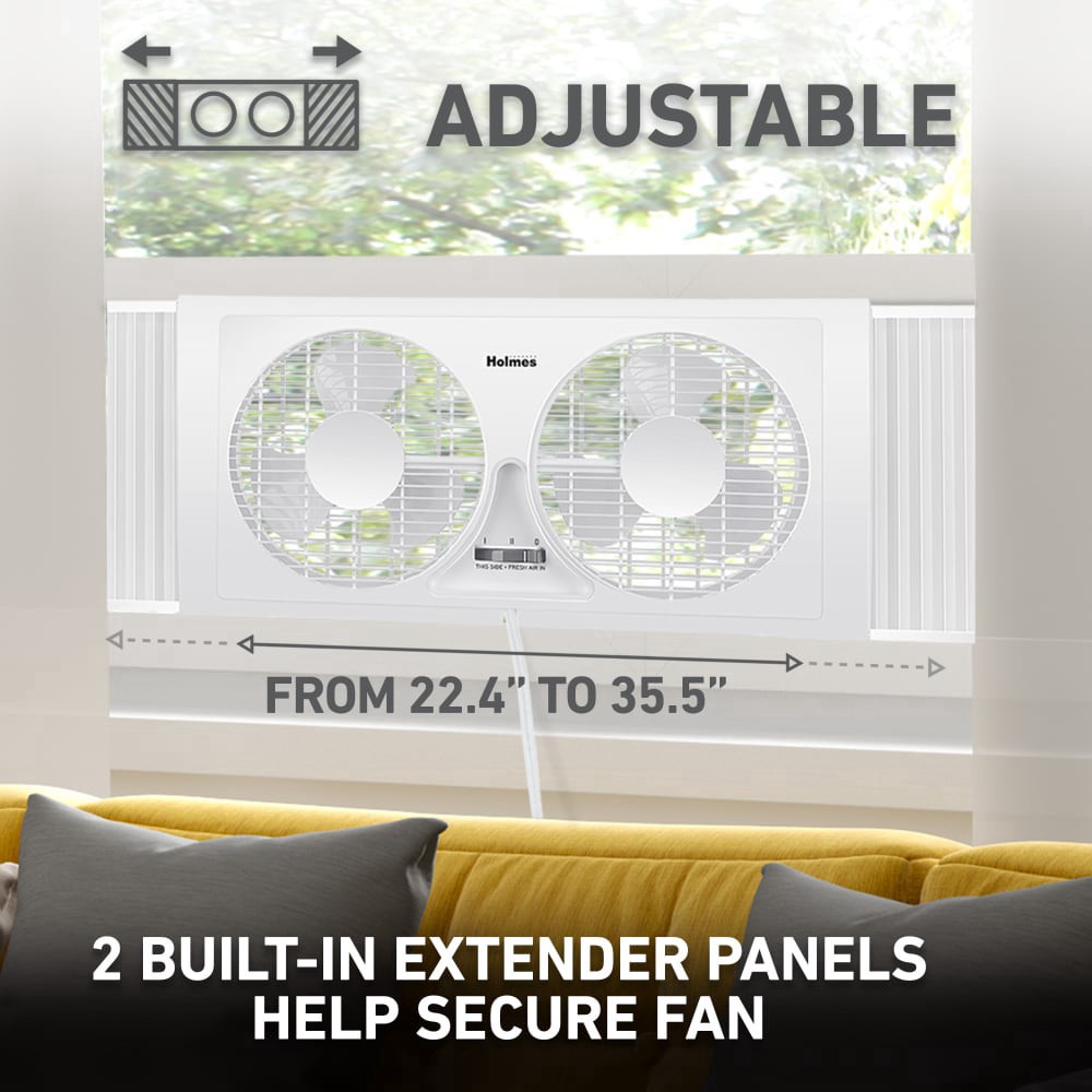 slide 3 of 5, Holmes® 9-Inch Twin Window Fan, 1 ct