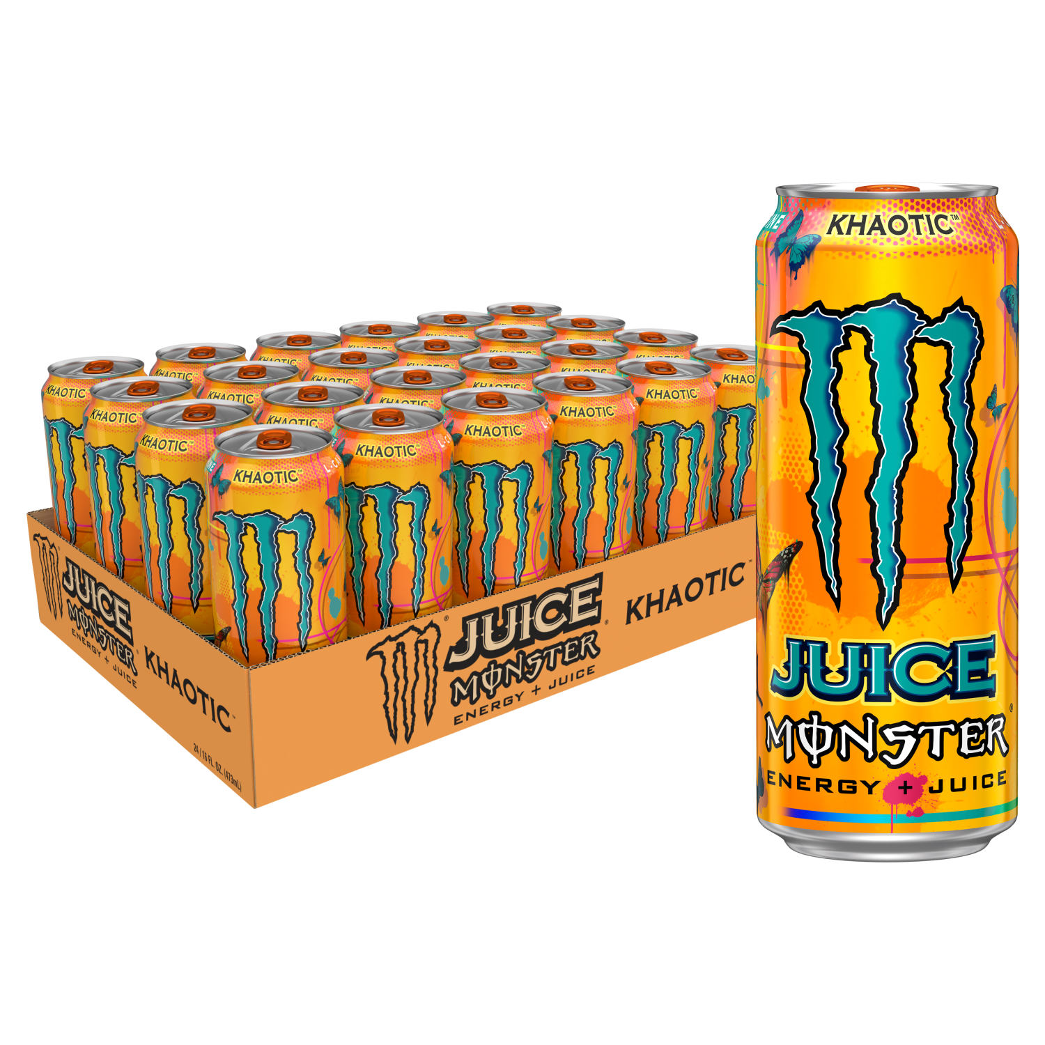 slide 1 of 5, Monster Energy Juice Monster Khaotic, Energy + Juice, 16 oz