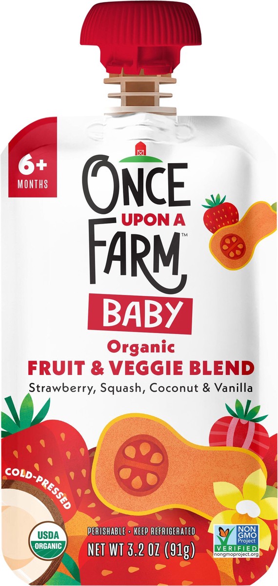 slide 7 of 9, Once Upon a Farm Sun Shiny Strawberry Patch Stage 3 Baby Food (9+ Months), 3.2 oz