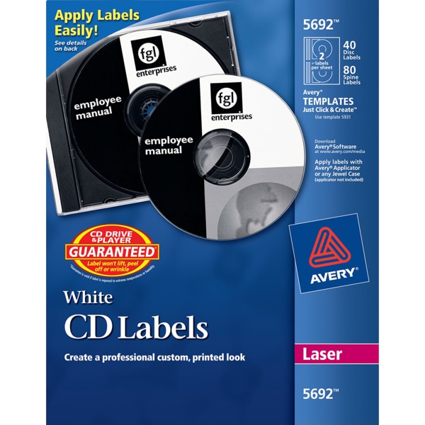 slide 1 of 4, Avery Matte Laser CD/DVD Labels - White (40 Per Pack), 40 ct