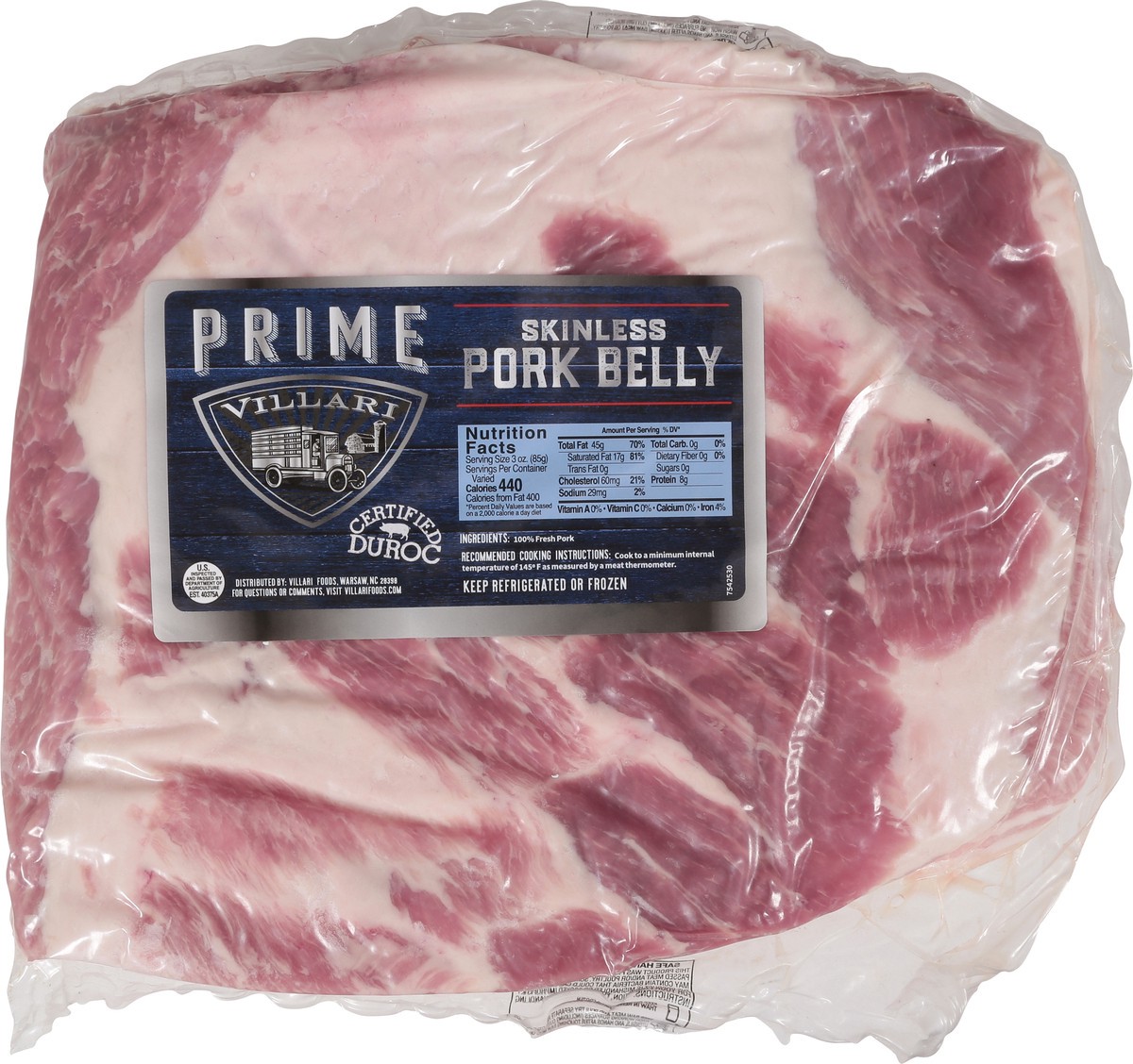 slide 11 of 12, Villari Skinless Prime Pork Belly 1 ea, per lb