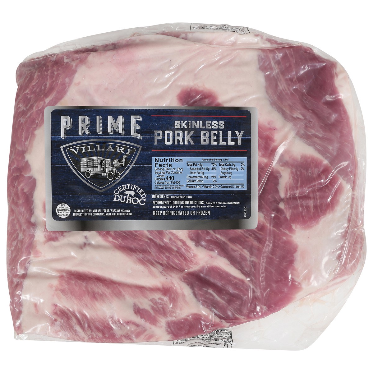 slide 3 of 12, Villari Skinless Prime Pork Belly 1 ea, per lb