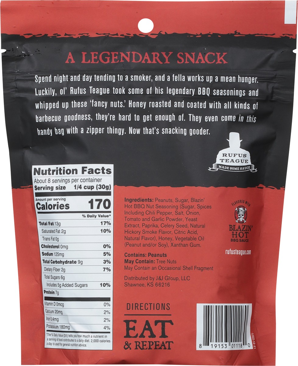 slide 7 of 14, Rufus Teague Honey Roasted Hot BBQ Peanuts 9 oz, 9 oz