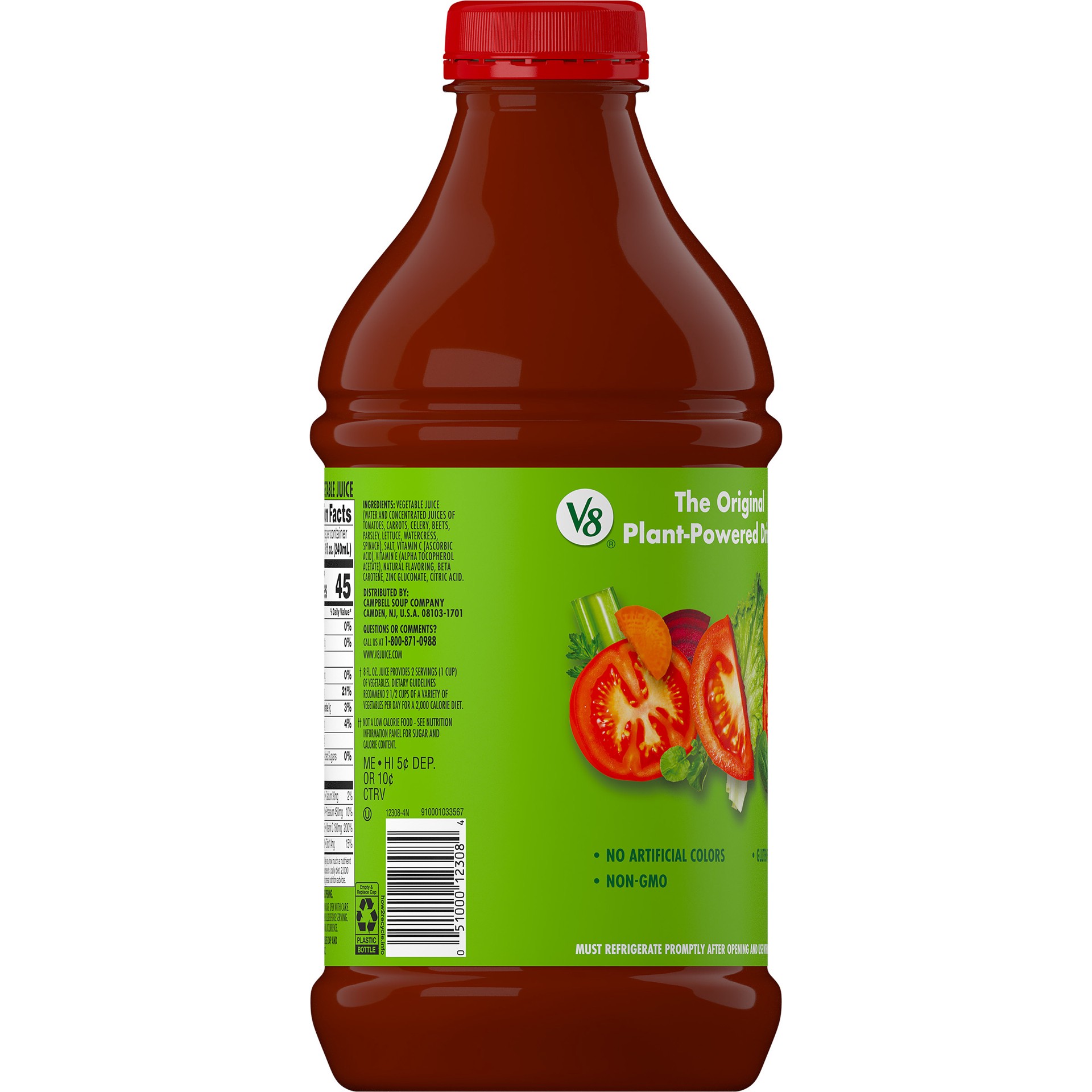 slide 3 of 5, V8 Essential Antioxidants 100% Vegetable Juice Bottle, 46 fl oz