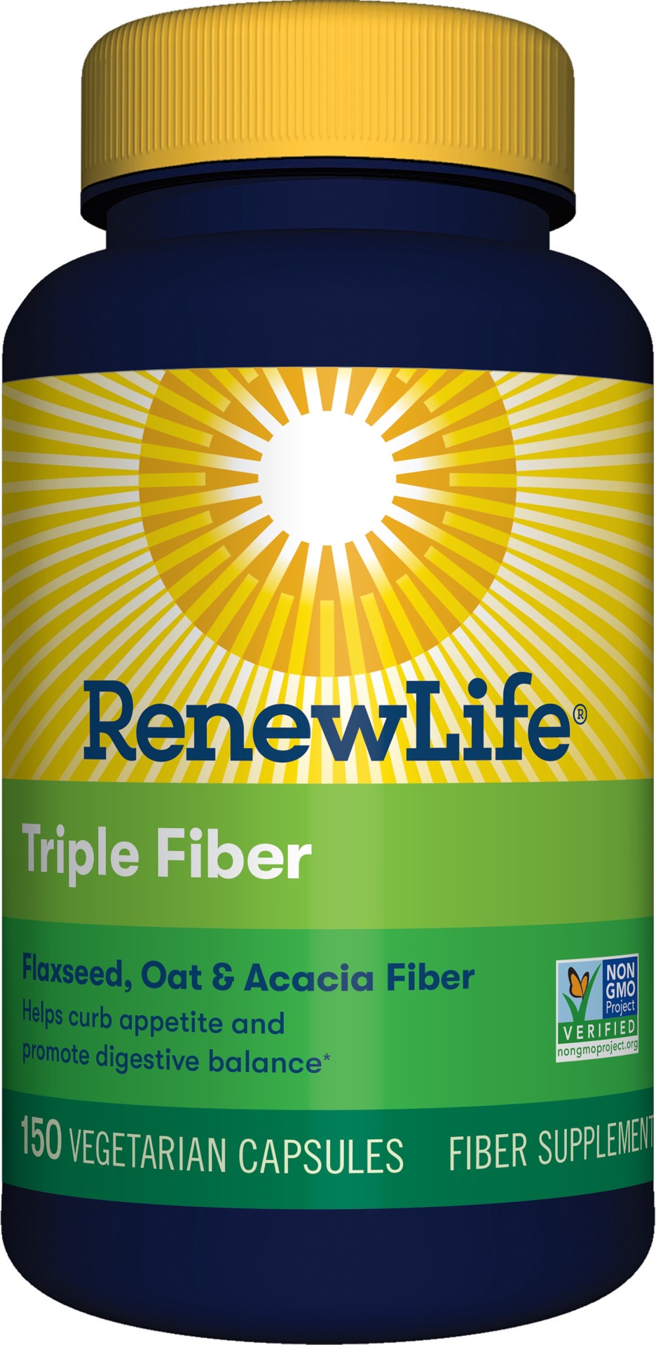 slide 1 of 1, Renew Life Adult Fiber Supplement - Triple Fiber - Dietary Fiber - Dairy and Soy Free - 150 Vegetarian Capsules, 150 ct