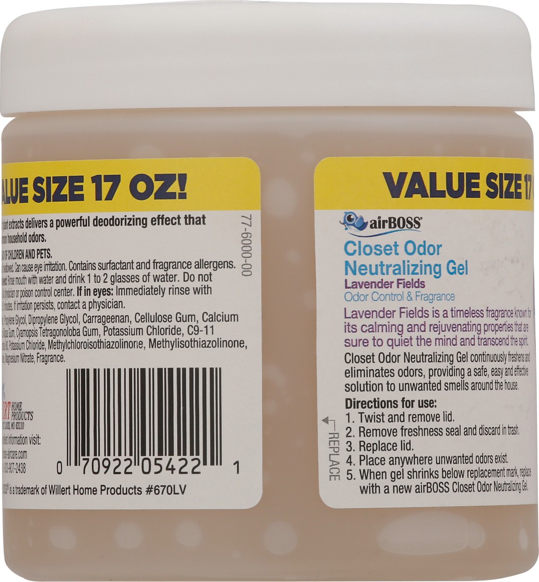slide 5 of 9, Airboss Lavender Odor Neutralizing Gel, 17 oz