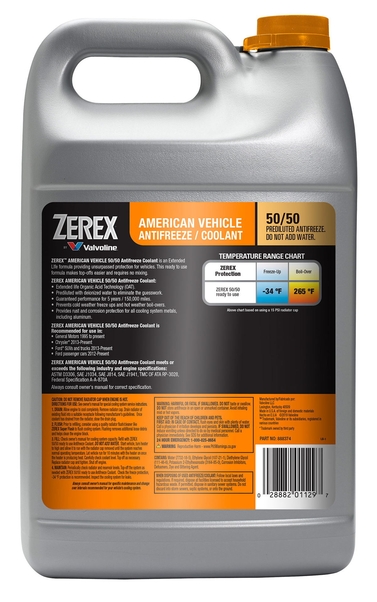 slide 2 of 2, Zerex American Vehicle 50/50 Prediluted Ready-to-Use Antifreeze / Coolant 1 GA, 1 ct