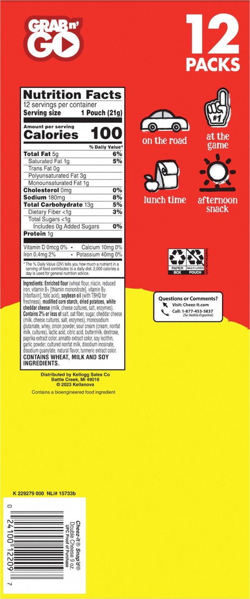 slide 7 of 13, Cheez-It Double Cheese Cheese Cracker Chips, 12 ct