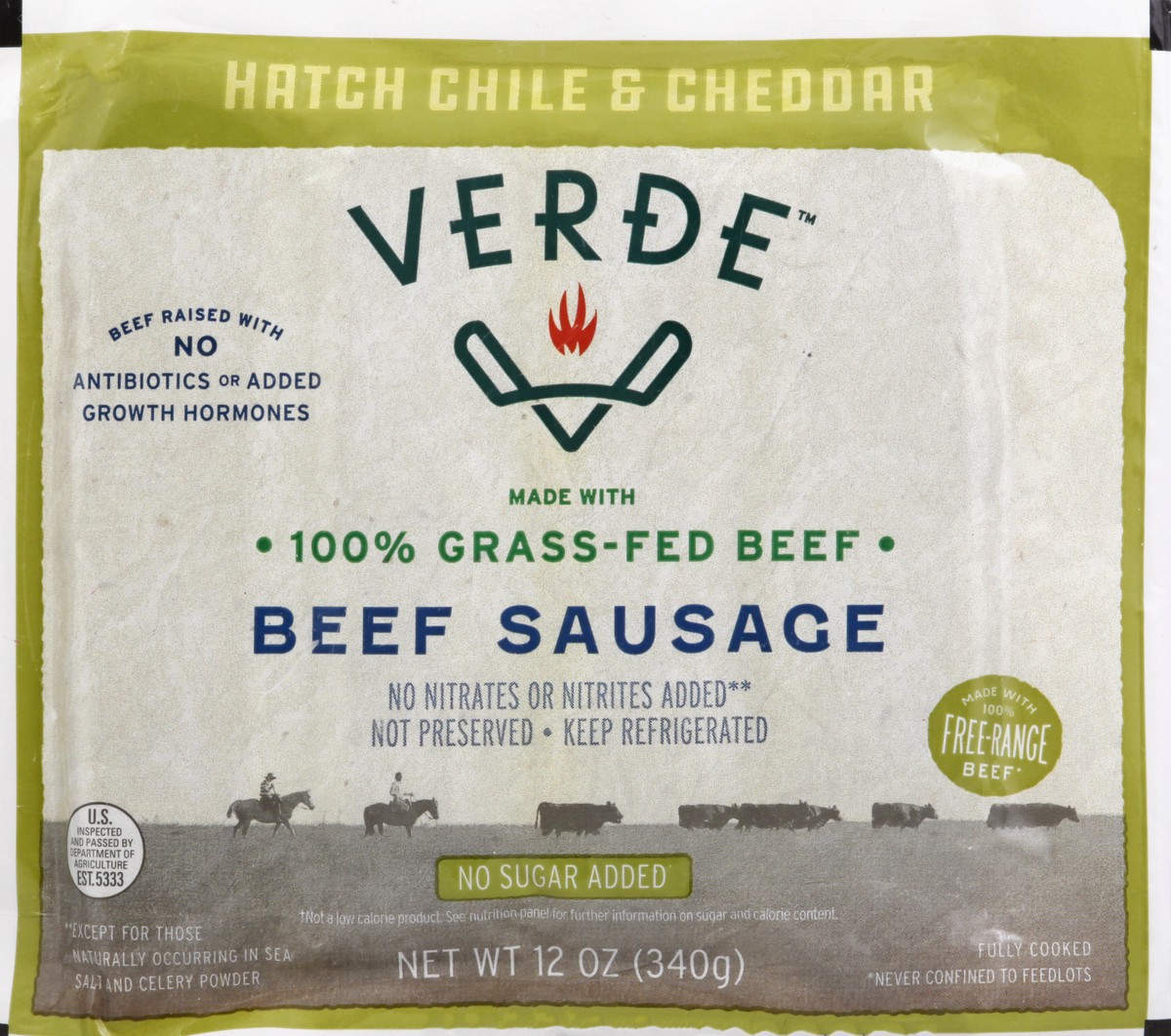 slide 9 of 13, Verde No Sugar Added Hatch Chile & Cheddar Beef Sausage 12 oz, 12 oz