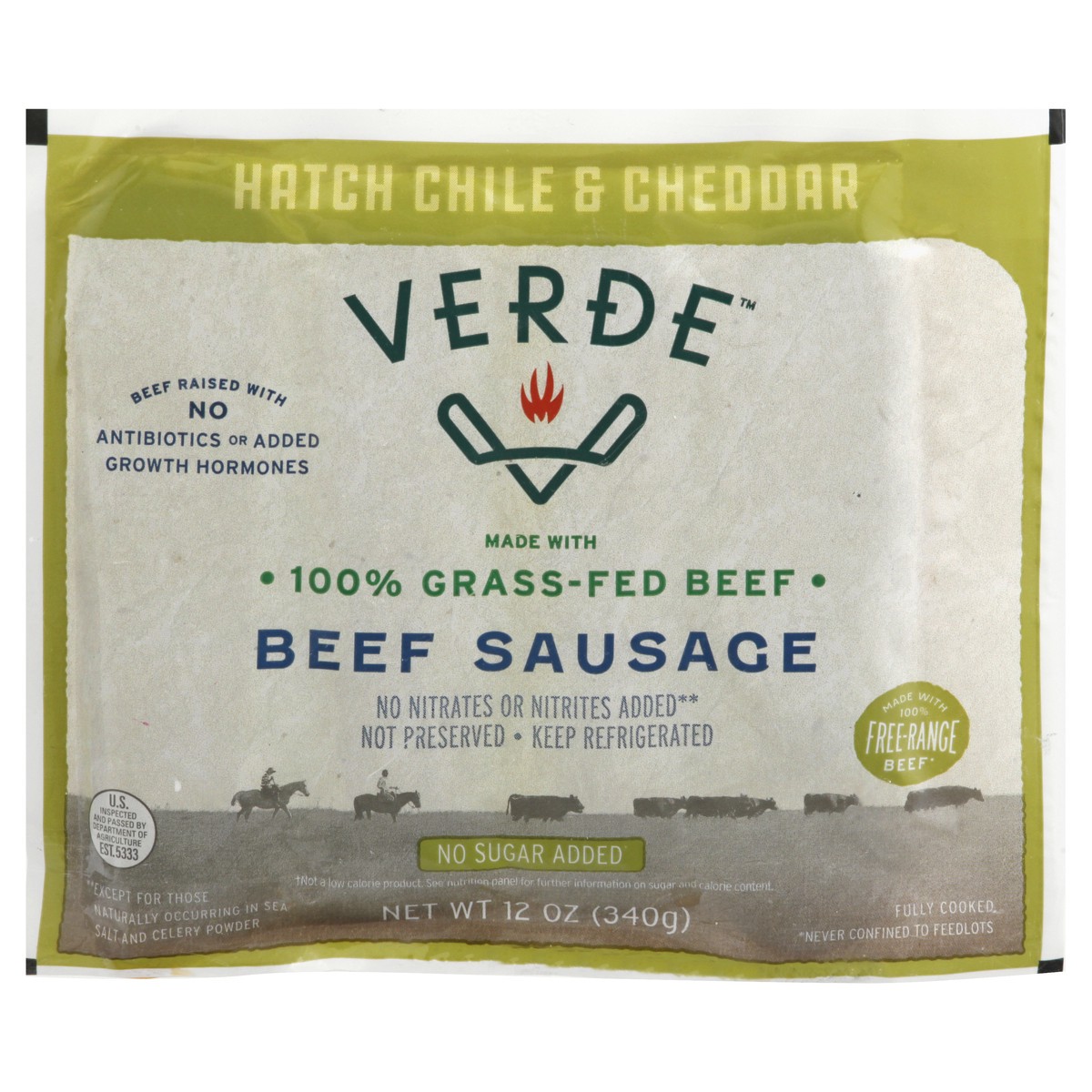 slide 5 of 13, Verde No Sugar Added Hatch Chile & Cheddar Beef Sausage 12 oz, 12 oz