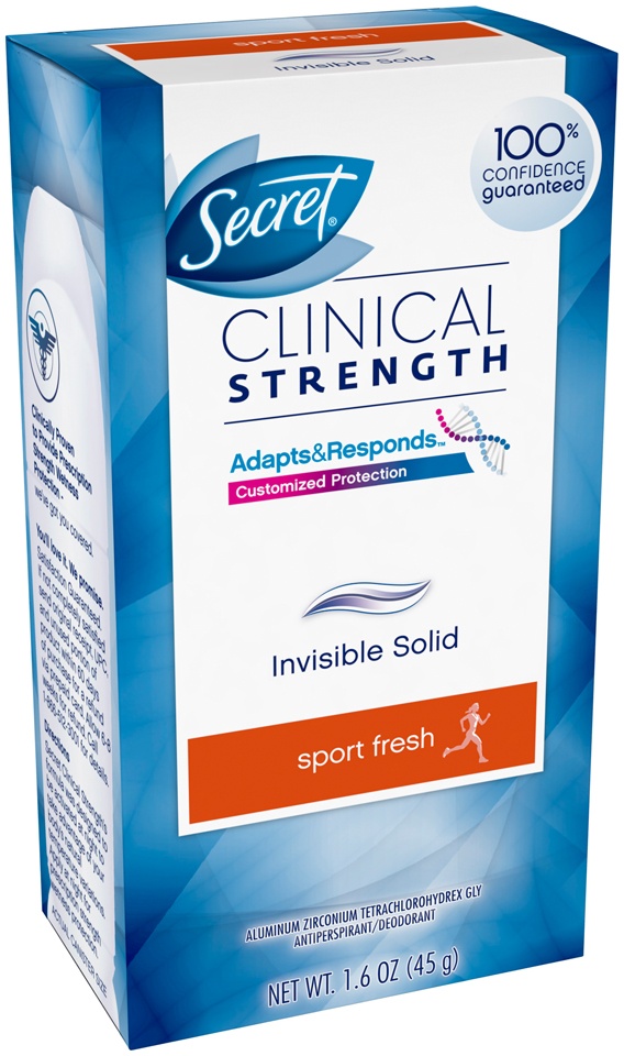 slide 1 of 1, Secret Clinical Strength Invisible Solid Antiperspirant Deodorant Sport Fresh, 1.6 oz