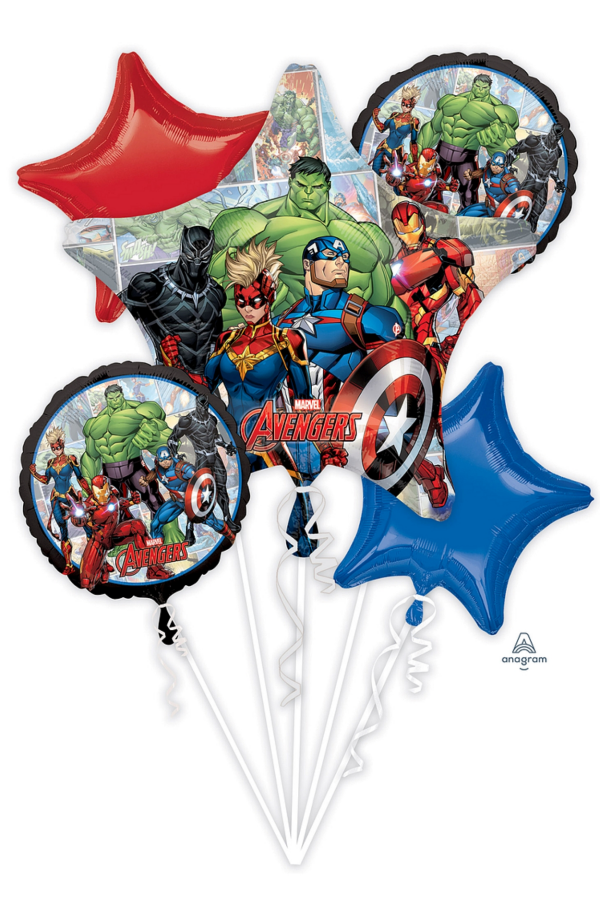 slide 4 of 4, Helium Balloon Bouquet, Marvel Avengers, 5 ct