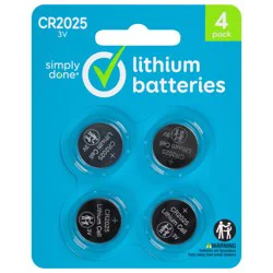 Simply Done CR2025 3V Lithium Batteries 4 ea