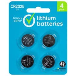 Simply Done CR2025 3V Lithium Batteries 4 ea