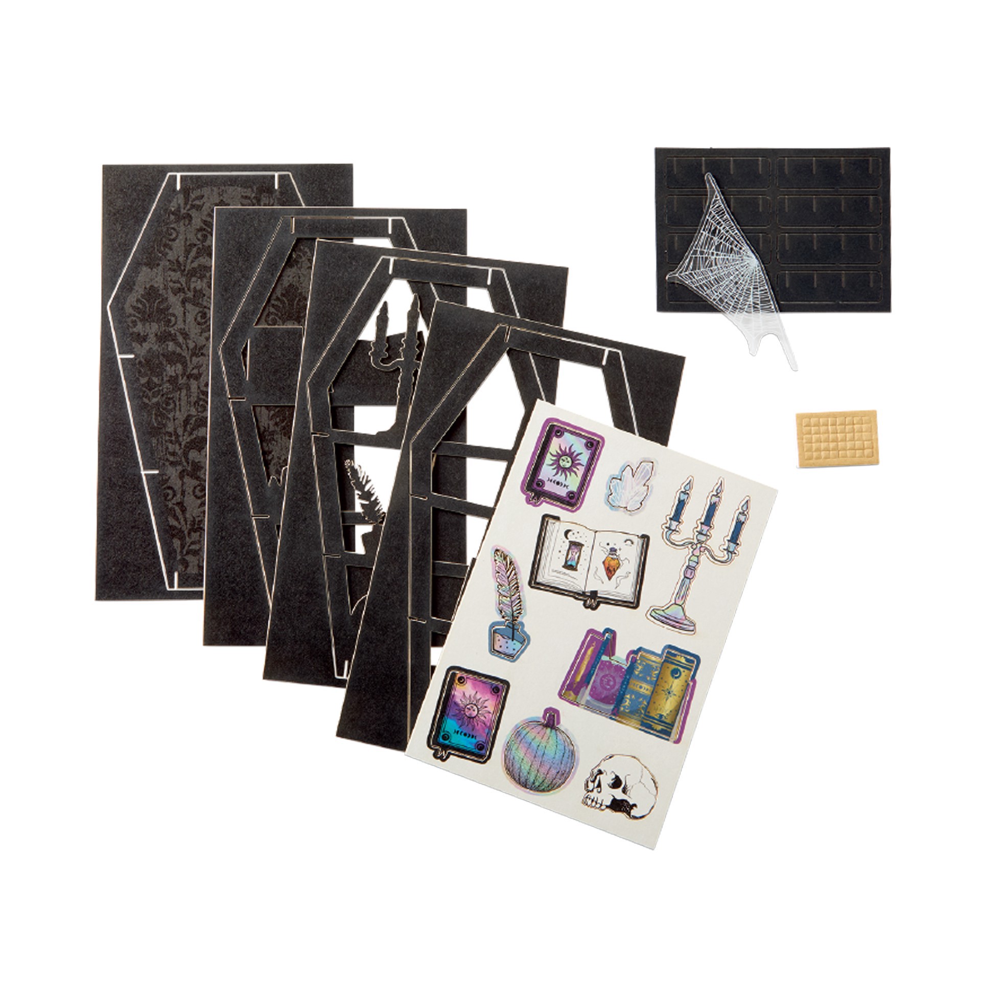 slide 4 of 4, Witchy Coffin Shelf Paper Diorama Kit By Recollections, 3.34 in x 5.9 in