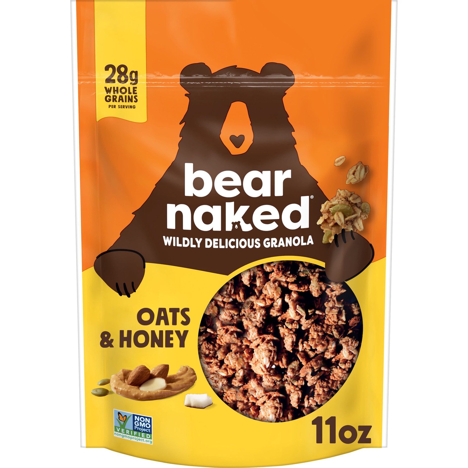 slide 1 of 5, Bear Naked Granola Cereal, Whole Grain Granola, Breakfast Snacks, Oats and Honey, 11oz Bag, 1 Bag, 11 oz