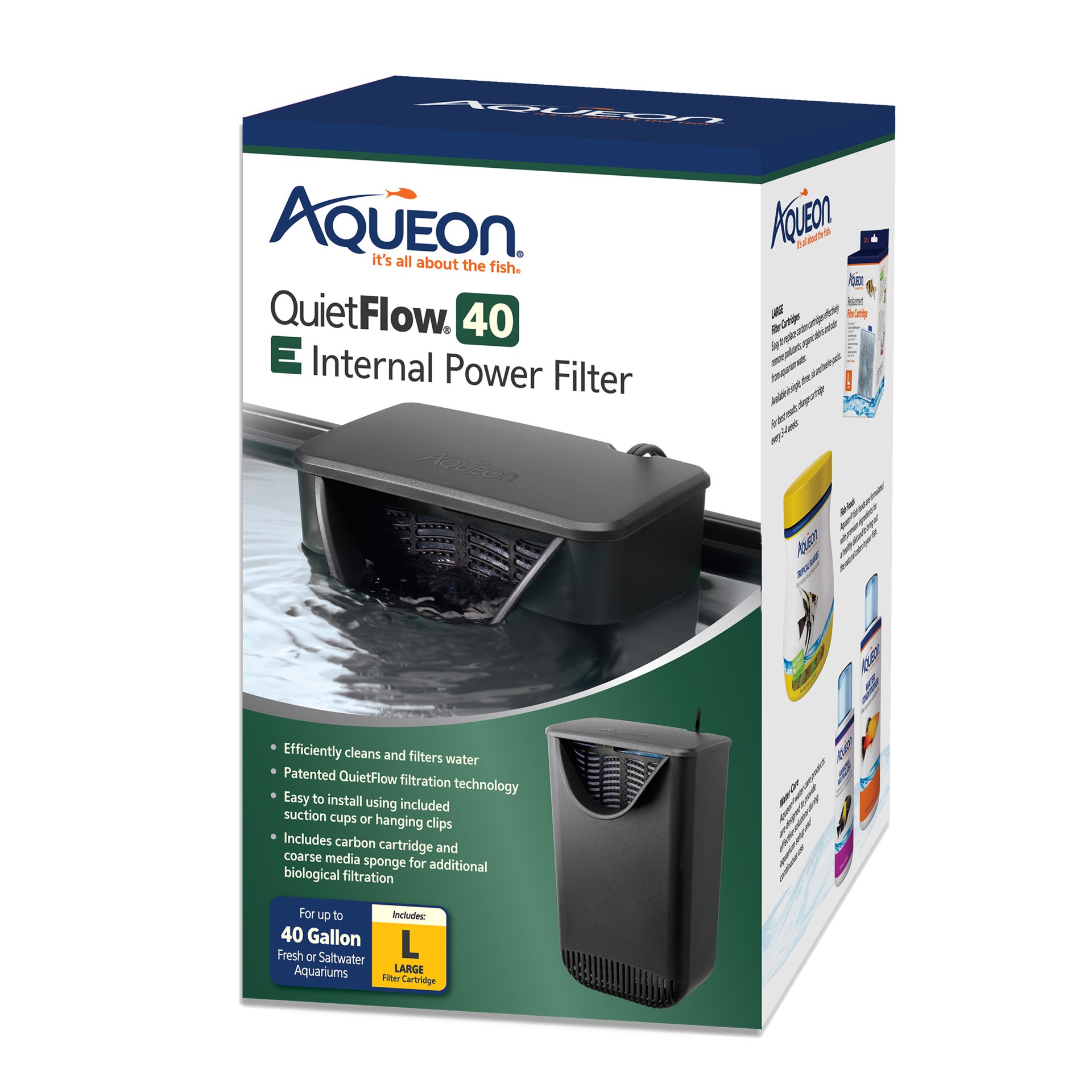 slide 1 of 10, Aqueon QuietFlow E Internal Power Filter Large - 40 Gallon, 1 ct