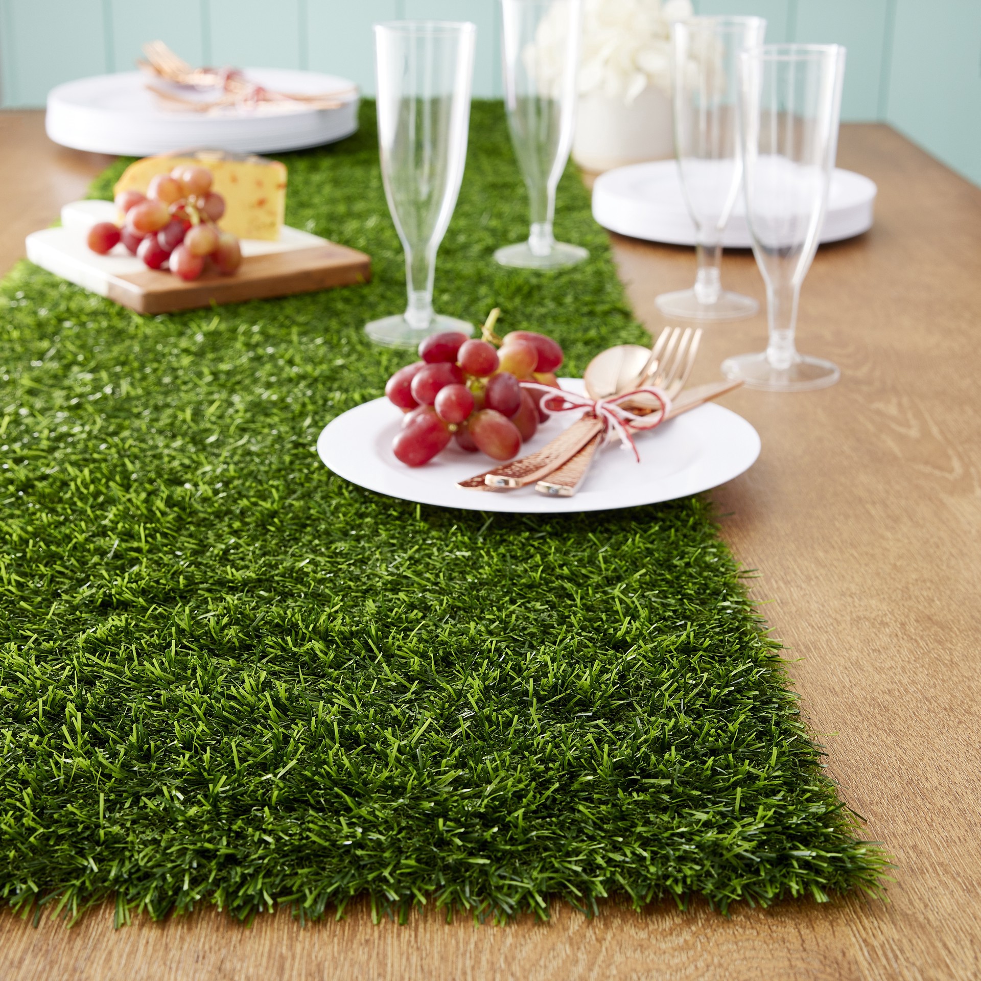 slide 2 of 4, 5ft. Green Grass Table Runner By Celebrate It, 14 in x 60 in
