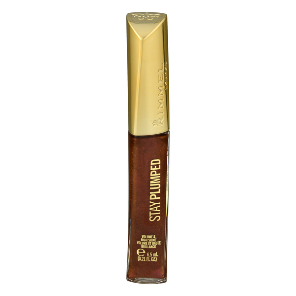 slide 1 of 1, Rimmel London Stay Plumped Lip Gloss, Bronze Sugar 760, 0.21 fl oz