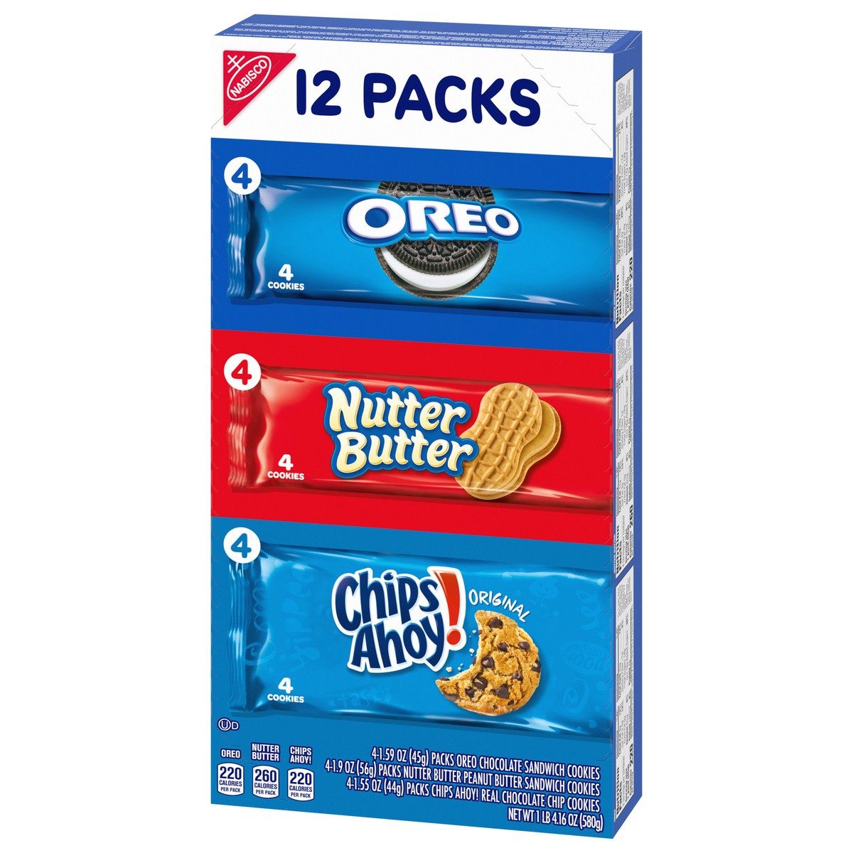 slide 5 of 9, Nabisco Cookie Variety Pack, OREO, Nutter Butter, CHIPS AHOY!, 12 Snack Packs (4 Cookies Per Pack), 20.16 oz