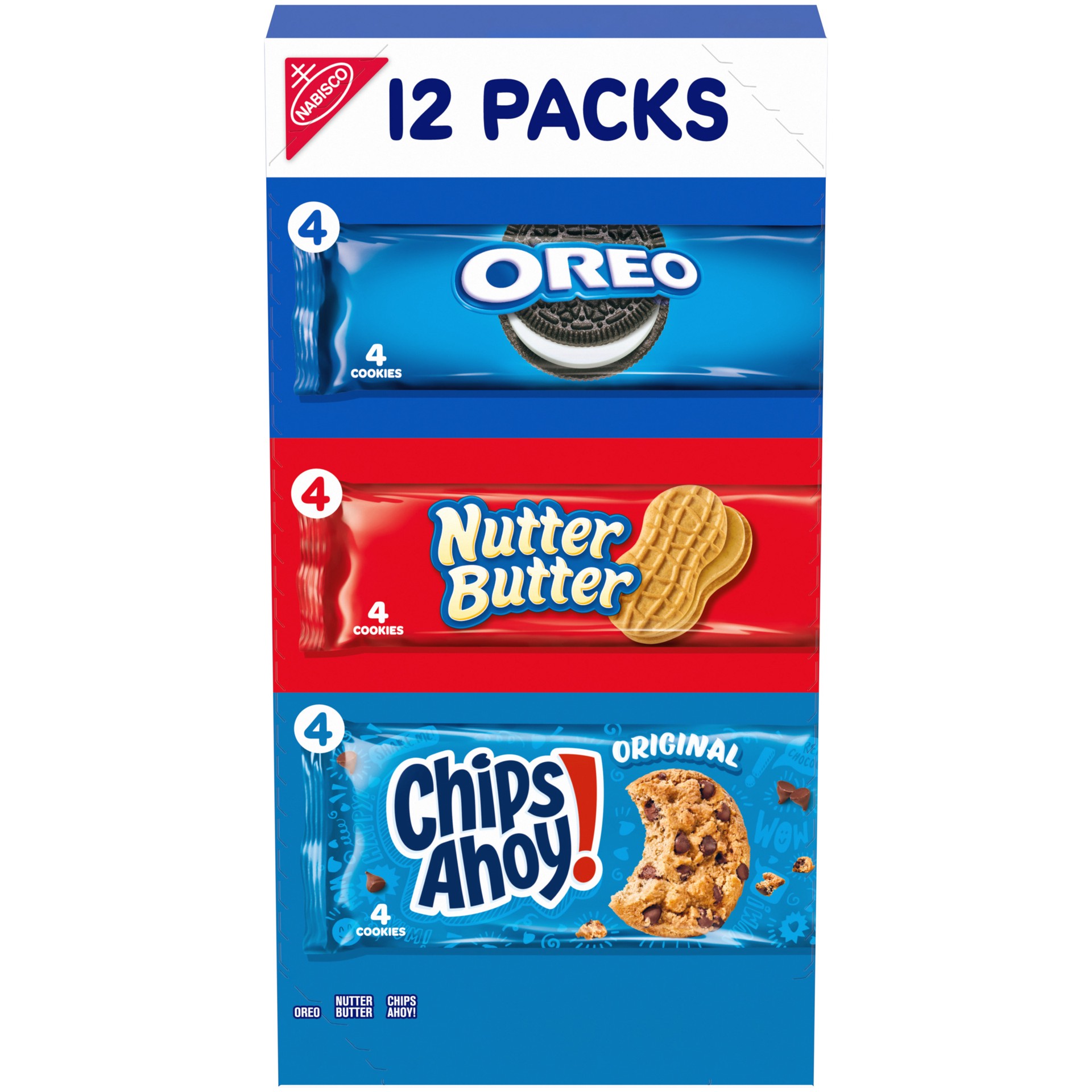 slide 1 of 9, Nabisco Cookie Variety Pack, OREO, Nutter Butter, CHIPS AHOY!, 12 Snack Packs (4 Cookies Per Pack), 20.16 oz