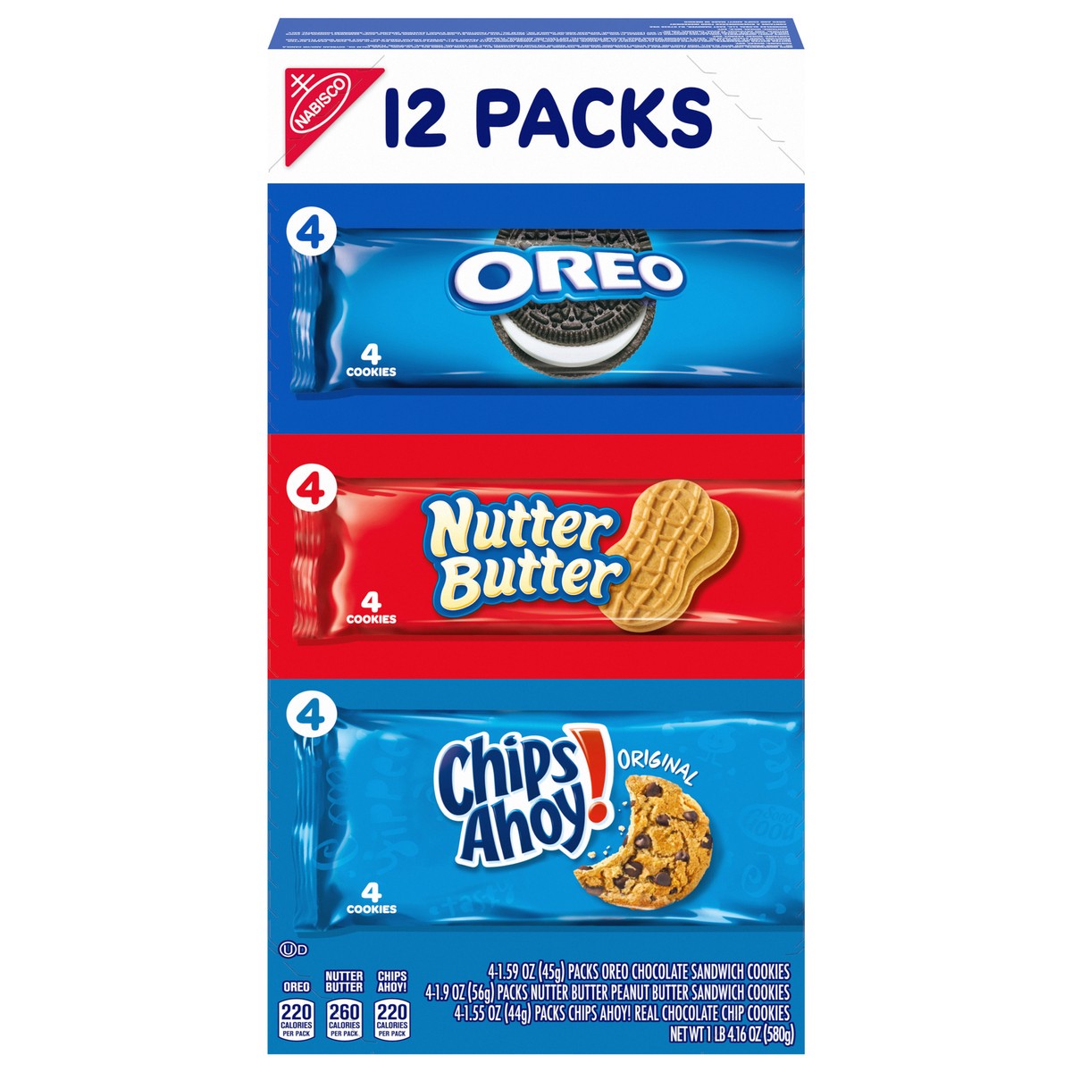 slide 1 of 9, Chips Ahoy!/Nutter Butter/Oreo Nabisco Cookie Variety Pack, OREO, Nutter Butter, CHIPS AHOY!, 12 Snack Packs (4 Cookies Per Pack), 20.16 oz