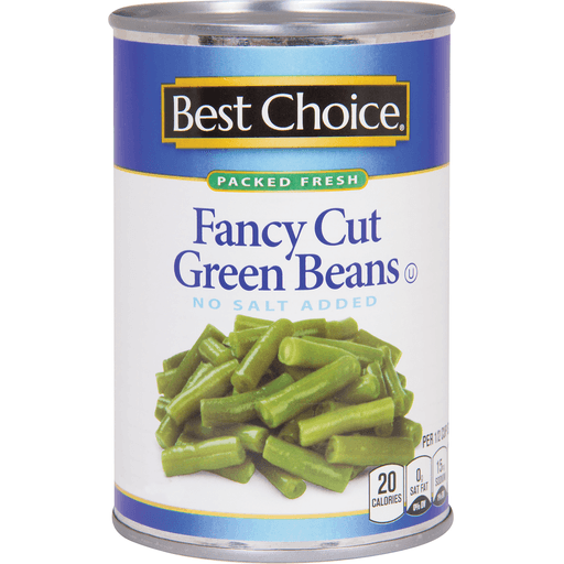 slide 1 of 1, Best Choice Fancy Cut No Salt Added Green Beans, 14.5 oz