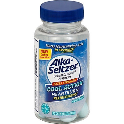 slide 1 of 1, Alka-Seltzer Cool Action Extra Strength Heartburn Reliefchews Cool Mint, 30 ct