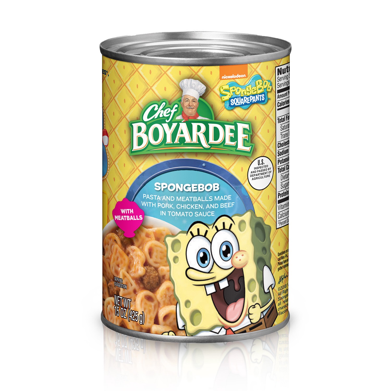 slide 1 of 2, Chef Boyardee Spongebob Pasta With Meatballs, 15 oz