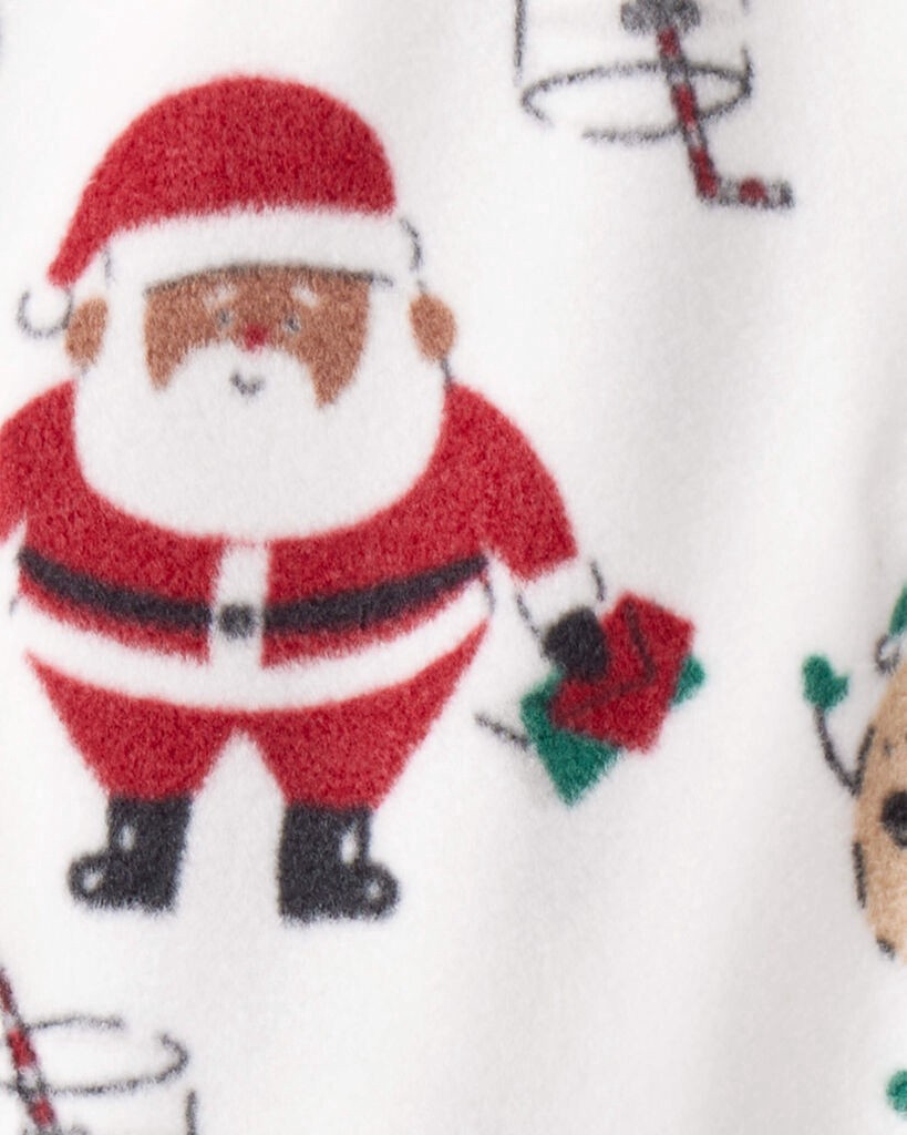 slide 2 of 3, Carter's Carters Baby Brown Santa Milk & Cookies Loose Fit Fleece Long-Sleeve Sleep & Play Pajamas - White White PRE, 1 ct