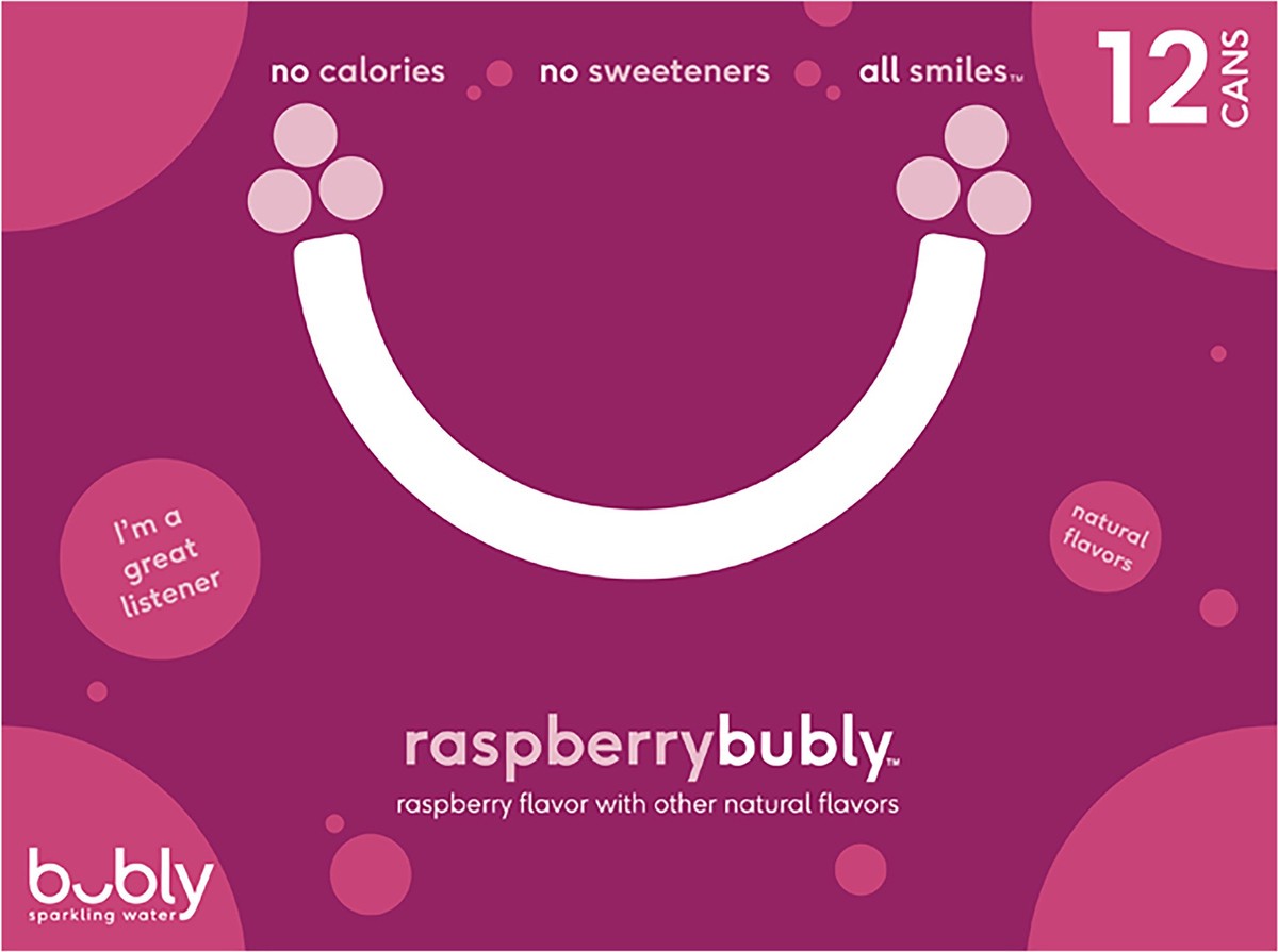 slide 1 of 3, bubly Sparkling Water Raspberry - 12 ct, 12 ct