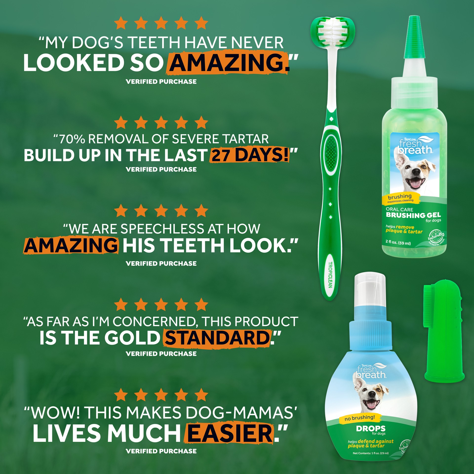 slide 9 of 10, TropiClean Sunsetting - TropiClean Fresh Breath Tartar Control + Fresh Breath Kit for Large Dogs (2 oz Gel & Water Additive Concentrate), 1 ct