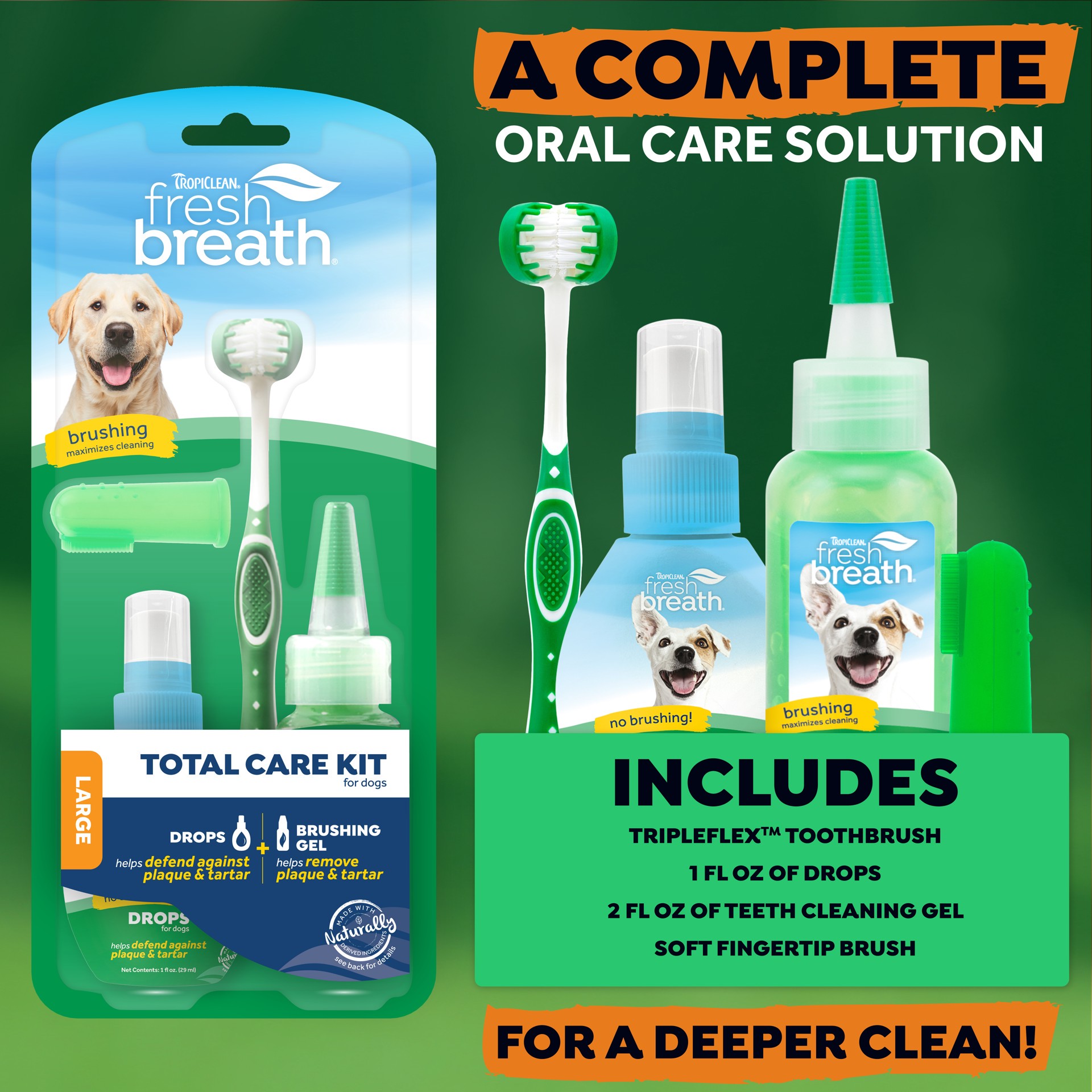 slide 6 of 10, TropiClean Sunsetting - TropiClean Fresh Breath Tartar Control + Fresh Breath Kit for Large Dogs (2 oz Gel & Water Additive Concentrate), 1 ct