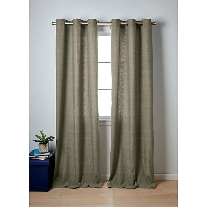 slide 1 of 4, Wamsutta Collective Windsor 84-Inch Contrast Stitch Window Curtain Panels - Olive, 2 ct