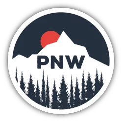 Stickers Northwest Pnw Sun Setting Behind Mountain Vinyl Sticker