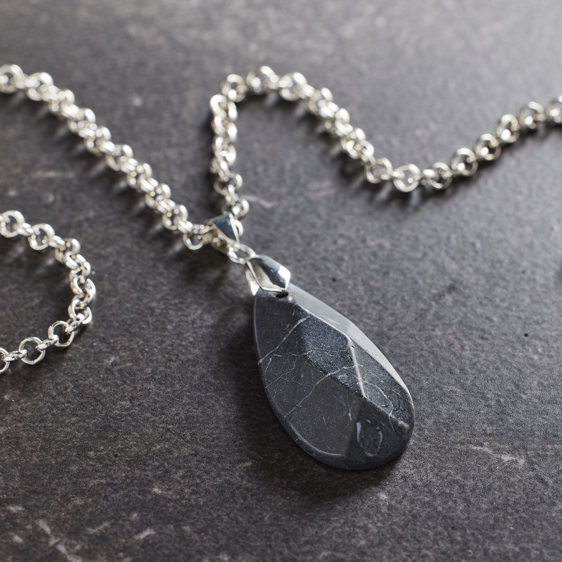 slide 3 of 3, Black Jasper Teardrop Pendant By Bead Landing, 18mm x 35mm